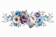 Beautiful floral watercolor in beige, pink, purple, turquoise and blue tones, on a white background