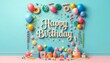 © Elina - Birthday banner with blue background and festive Decorations