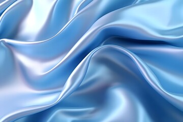 Wall Mural - 3d silk luxury texture background. Fluid iridescent holographic neon curved wave in motion blue background. Silky cloth luxury fluid wave banner.