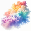 A vibrant and colorful cloud-like formation, composed of various shades of pink, purple, blue, green, yellow, and orange.