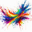 A vibrant, colorful splatter of paint that resembles an abstract design.