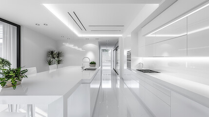 Wall Mural - Modern white kitchen clean interior design