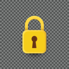 Goldish yellow padlock icon design. Security icon. Vector illustration.