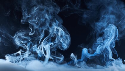 Poster - texture of blue smoke on a black background