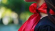 Ribbon Symbolism: Focus on the red ribbon as a central element, emphasizing its symbolism of honor, accomplishment, and celebration in the context of graduation and academic success. Generative AI