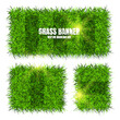 open_closed_1Green grass banners, background. Field, meadow texture, grassy landscape. Football playing pitch, soccer field. Sports ground, stadium. Ecology and environment protection. Vector illustra