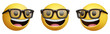 © HTGanzo - Nerd face three-dimensional emoji. Smiling emoticon wearing glasses isolated on transparent background. 3D rendering