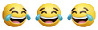 © HTGanzo - Laughing crying or face with tears of joy three-dimensional emoji. Laughing out loud emoticon isolated on transparent background. 3D rendering