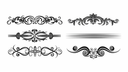 Wall Mural - 
Line dividers. Decorative swirl text separators, vintage divider. Victorian flourishes line calligraphic swirly filigree decoration editable stroke