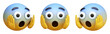 © HTGanzo - Face screaming in fear three-dimensional emoji. Gobsmacked emoticon isolated on transparent background. 3D rendering