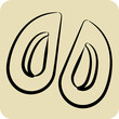 Icon Mussel. related to Seafood symbol. hand drawn style. simple design illustration