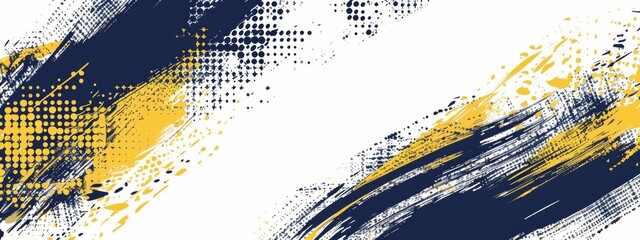 abstract brush strokes in navy blue and yellow on a white background, with a vector design in the ha