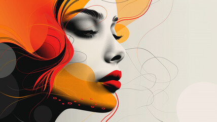 Wall Mural - abstract woman's face poster, illustration design.