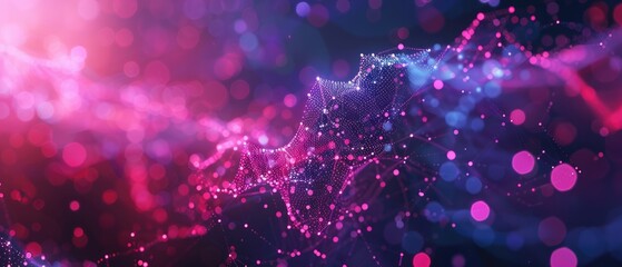 abstract tech background with illuminated ruby lavender cream fiber optic connections quantum computing network system