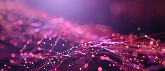 abstract tech background features illuminated ruby lavender cream fiber optic connections in a quantum computing network system.