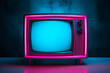 © O-Foto - old hot pink and turquoise glowing neon tv