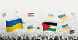 People waving flag of Jordan and Ukraine, symbolizing Jordan solidarity for Ukraine.