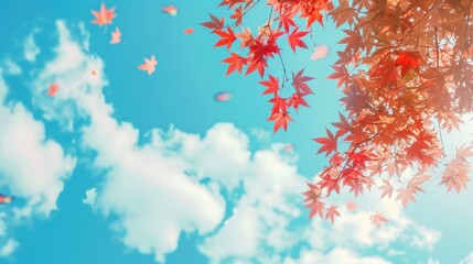 Canvas Print - Red maple leaves adorn the sky