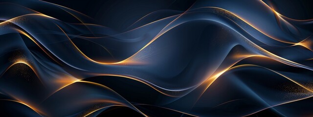 Abstract background with blue and gold lines, a dark blue gradient background.