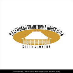 Palembang Traditional House Icons, South Sumatra, a series of architectural icons for traditional Indonesian houses