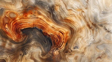 A watercolor texture that captures the unique swirls and knots of burl wood, with varied shades of brown