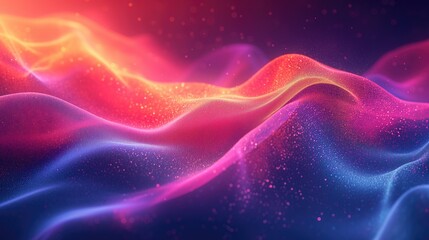 Wall Mural - Glowing Space Gradient Waves Stars Universe Digital Art Wallpaper, Radiant Contemporary Abstract Artwork Background, Vibrant Backdrop Concept, Web Graphic Design Banner