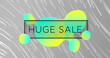 Image of huge sale text in rectangle with abstract pattern over lines moving in spiral pattern