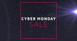 Image of cyber monday text in square over lens flares in space