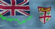 Image of data processing over flag of fiji