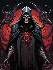 Wall Mural - illustration of a cartoon evil skull with blood