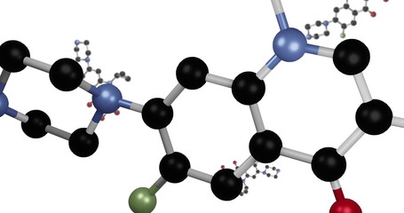 Wall Mural - Image of data processing and molecule on white background