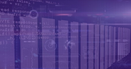 Wall Mural - image of scope scanning over data processing
