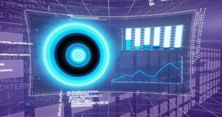 Wall Mural - image of scope scanning over data processing
