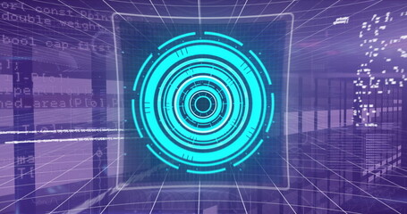 Wall Mural - image of scope scanning over data processing