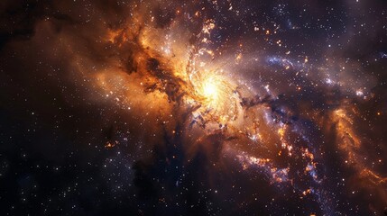 Wall Mural - a striking image of the galaxy core, ablaze with a myriad of stars, swirling in a dance of cosmic li