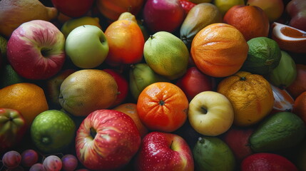 Wall Mural - close up many fruit