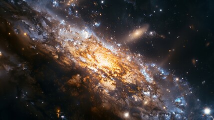 Wall Mural - a striking image of the galaxy core, ablaze with a myriad of stars, swirling in a dance of cosmic li