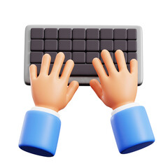 hand typing gesture on keyboard for office work or programmer coding 3d icon illustration render des