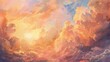 © Alpha - Dynamic watercolor of a sunset sky, large clouds reflecting intense golden light, evoking awe-inspiring serenity