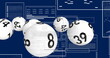 The data processing image shows white bingo balls against a white background