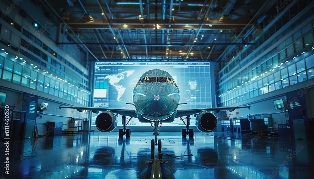 A digital twin of an airplane being used by aerospace engineers to test ...