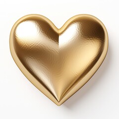 Shimmering gold heart, perfectly isolated on a pristine white background, Ai Generated