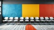 Vivid classroom walls ignite creativity in students, Ai Generated