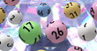 Image of lottery balls over glowing crystal background