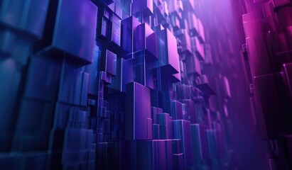 Wall Mural - technological patterns, with gradient blue and purple theme, abstract background, created with ai