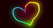 Image of colourful neon heart over black background