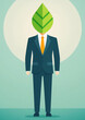 環境ビジネスの概念でビジネススーツを着用して立っている植物人間