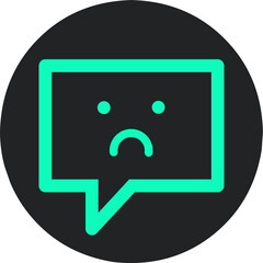 chat icon with sad expression, disappointed emoticon. vector illustration