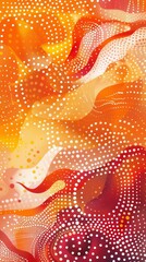 Wall Mural - An abstract pattern of lines and dots in vibrant colors of red and orange. 