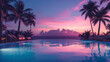Twilight at a Serene Infinity Pool with Ocean View